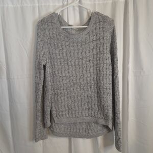 LOFT Women's Light Gray Marled Textured Knit Pullover Sweater Size L